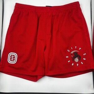 Overtime City Reapers Men's Medium Red Mesh 5" Basketball Shorts OTE Graphic